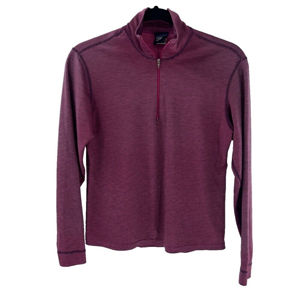 Women's Patagonia Capilene Ski Base Layer 1/4 Zip Pink Black Top Size S